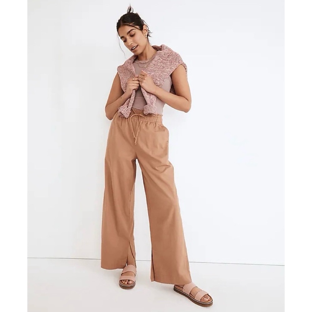 Madewell Pull-On High-Rise Wide-Leg Pants Slit-Hem Edition